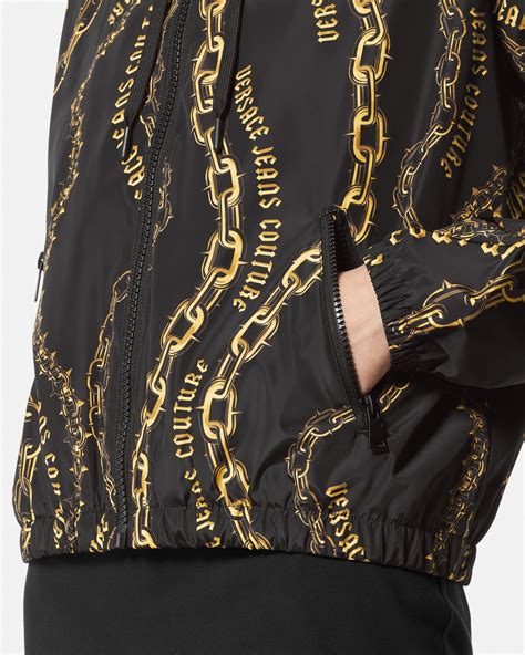 versace jacket black gold|Versace windbreaker.